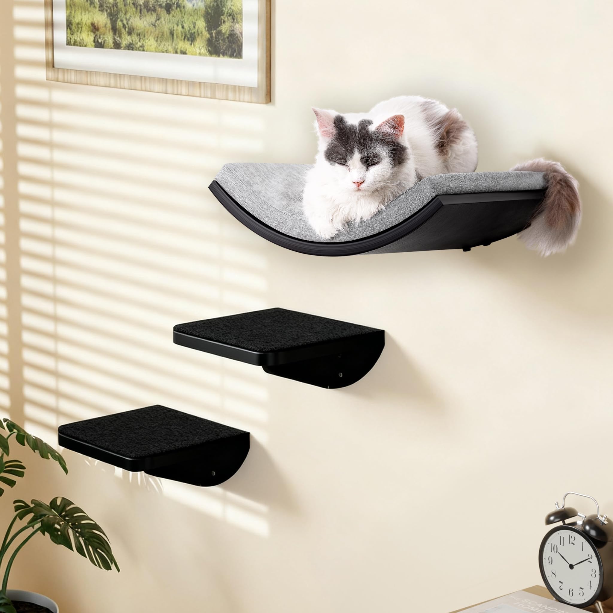 PELUMOZ nido curvo para pared, confort y descanso elevado para gatos