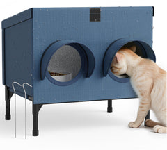 Peluomoz refugio de alimentación exterior para gatos ferales facilita comer al aire libre.