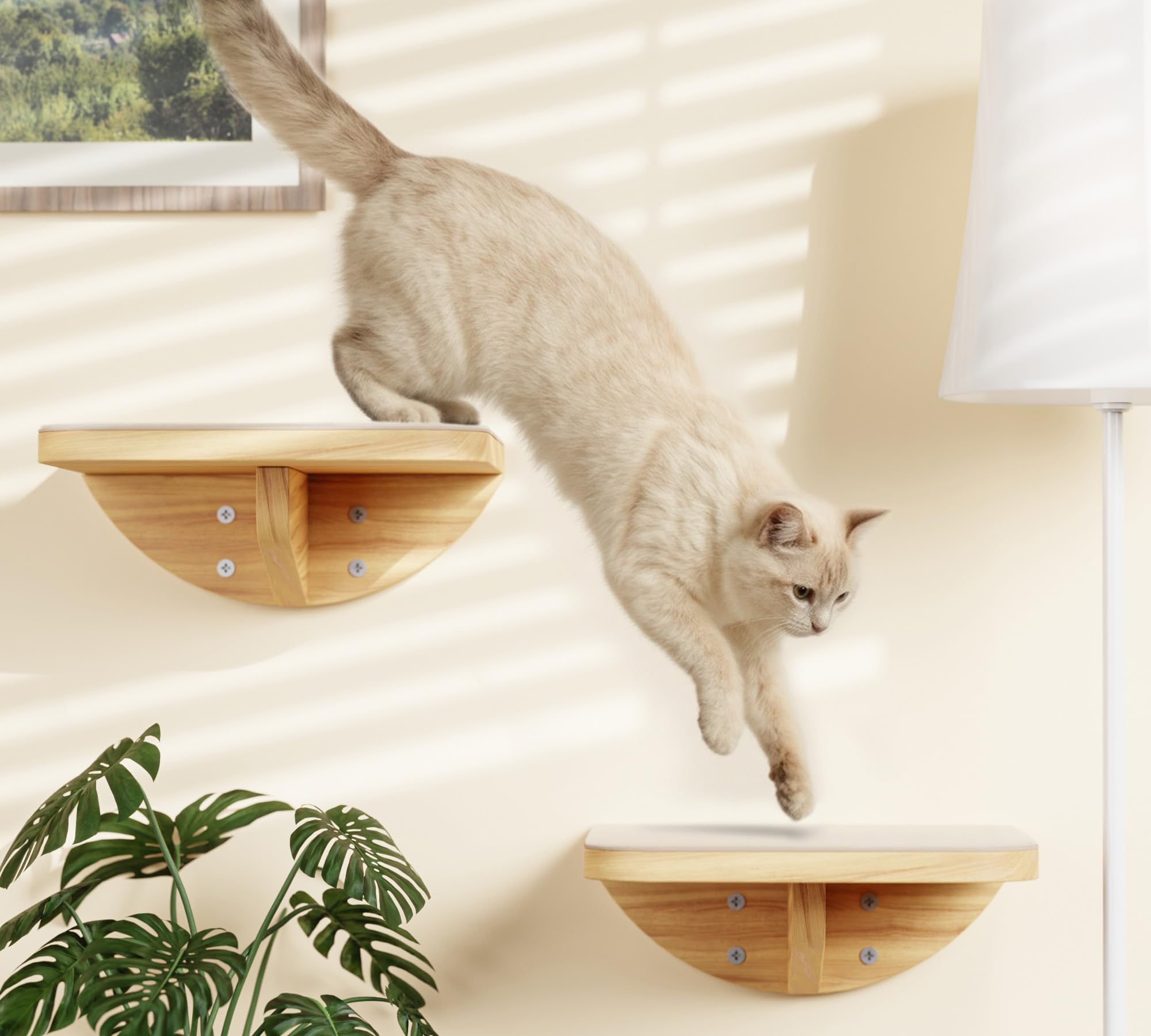 Este conjunto completo transforma la pared en un salón para el gato.