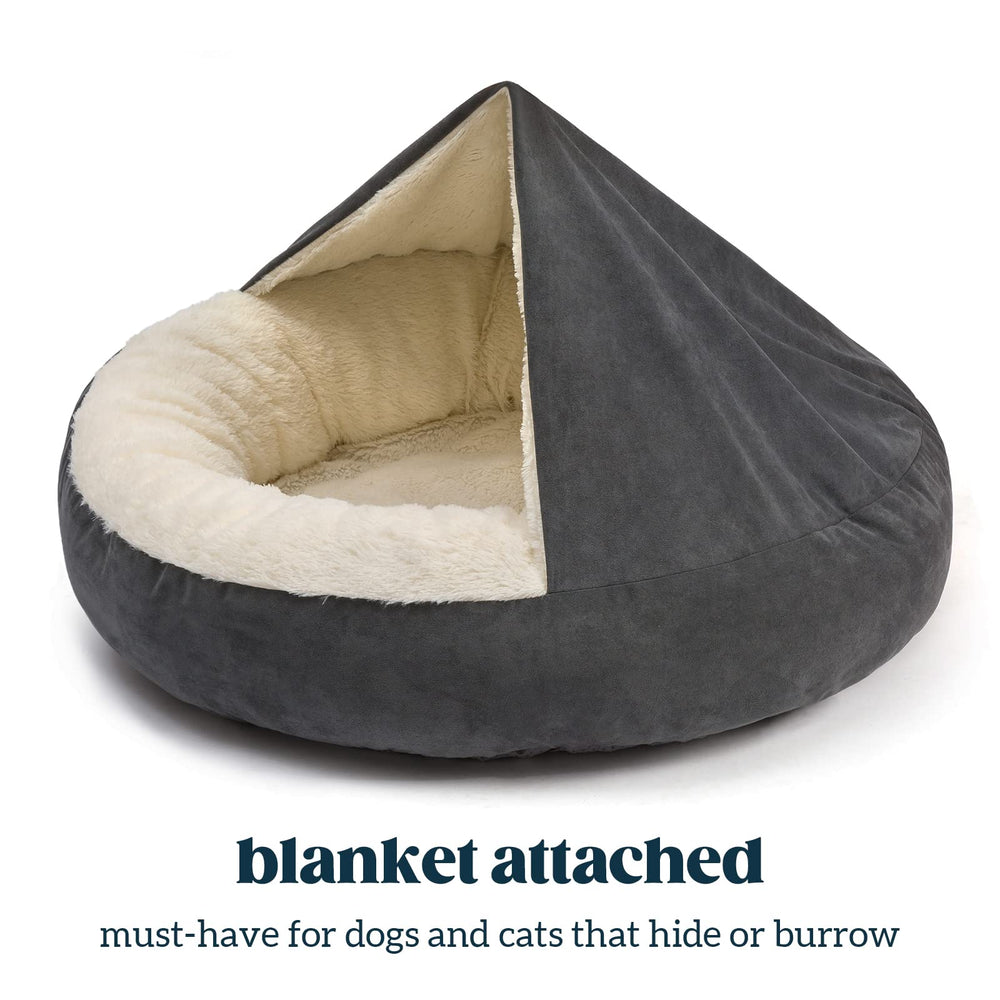 Pelzin Cama Cueva con borde alto de 8 pulgadas para soporte de cabeza.