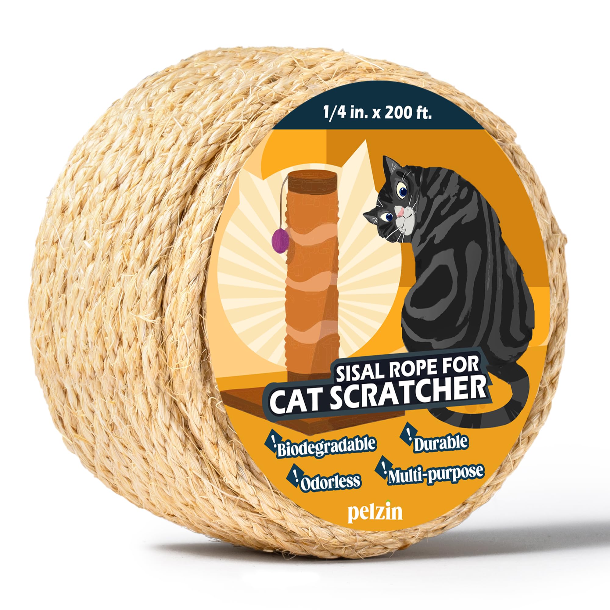 Pelzin cuerda sisal natural para rasca-gatos, duradera y lista para reemplazo.