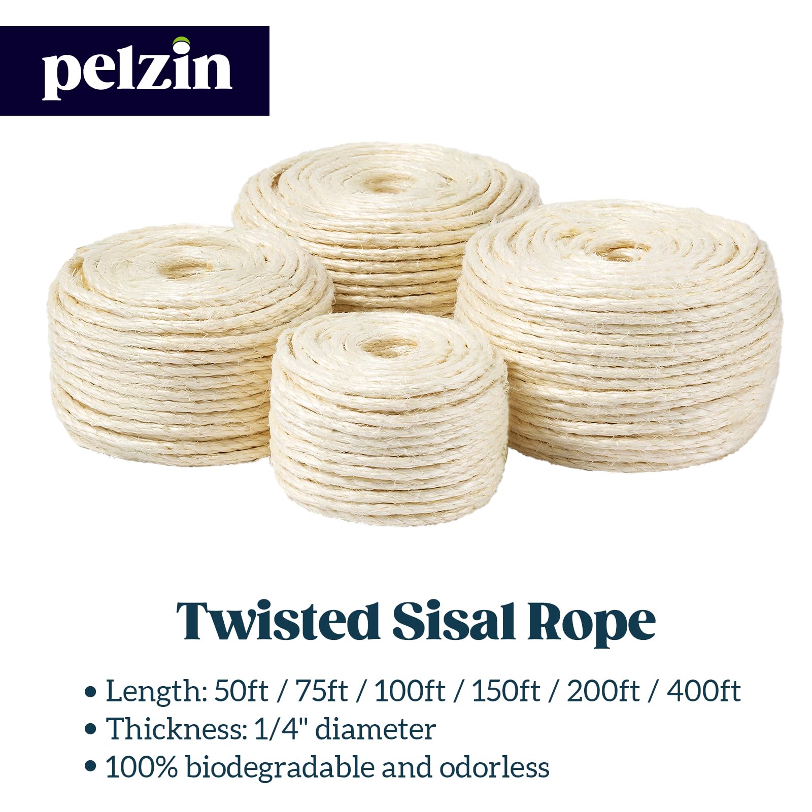 Pelzin poste rasca-gato cubierto de sisal, reemplazo sencillo que protege muebles.