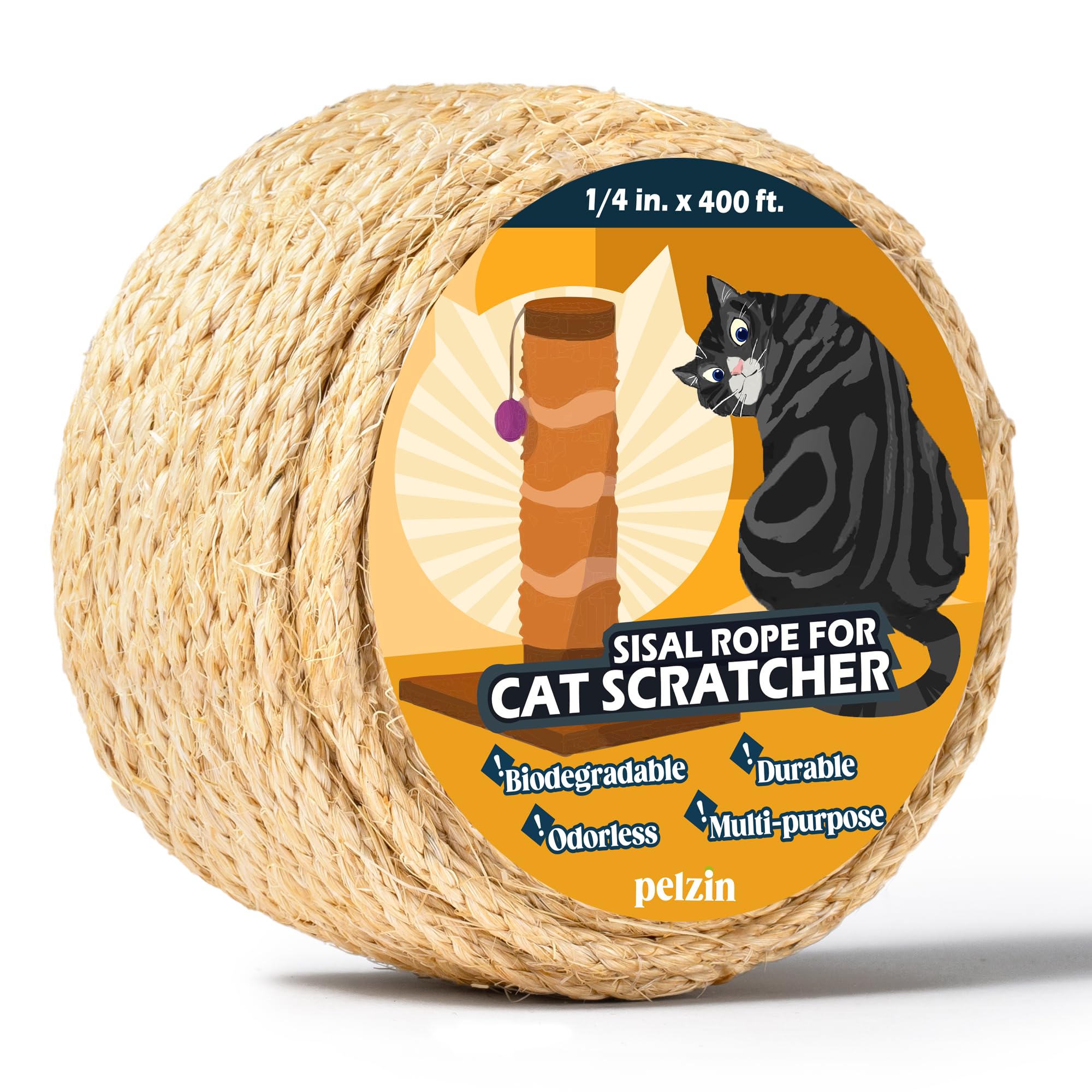 PELZIN cuerda de sisal para poste rascar, superficie natural para gatos.