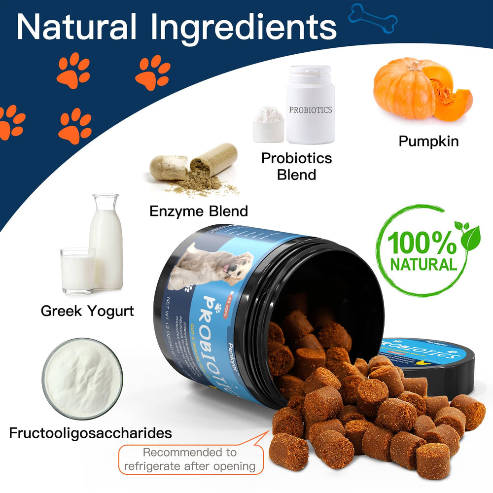 Penkyer Probióticos para Perros, omega-3 para piel sana y pelaje brillante.