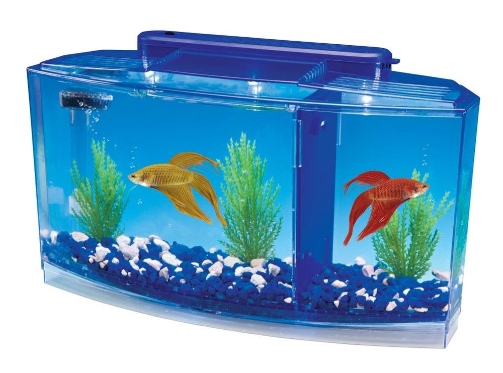 Penn-Plax Deluxe Triple Betta Tank, tanque bow front para tres bettas, diseño seguro.