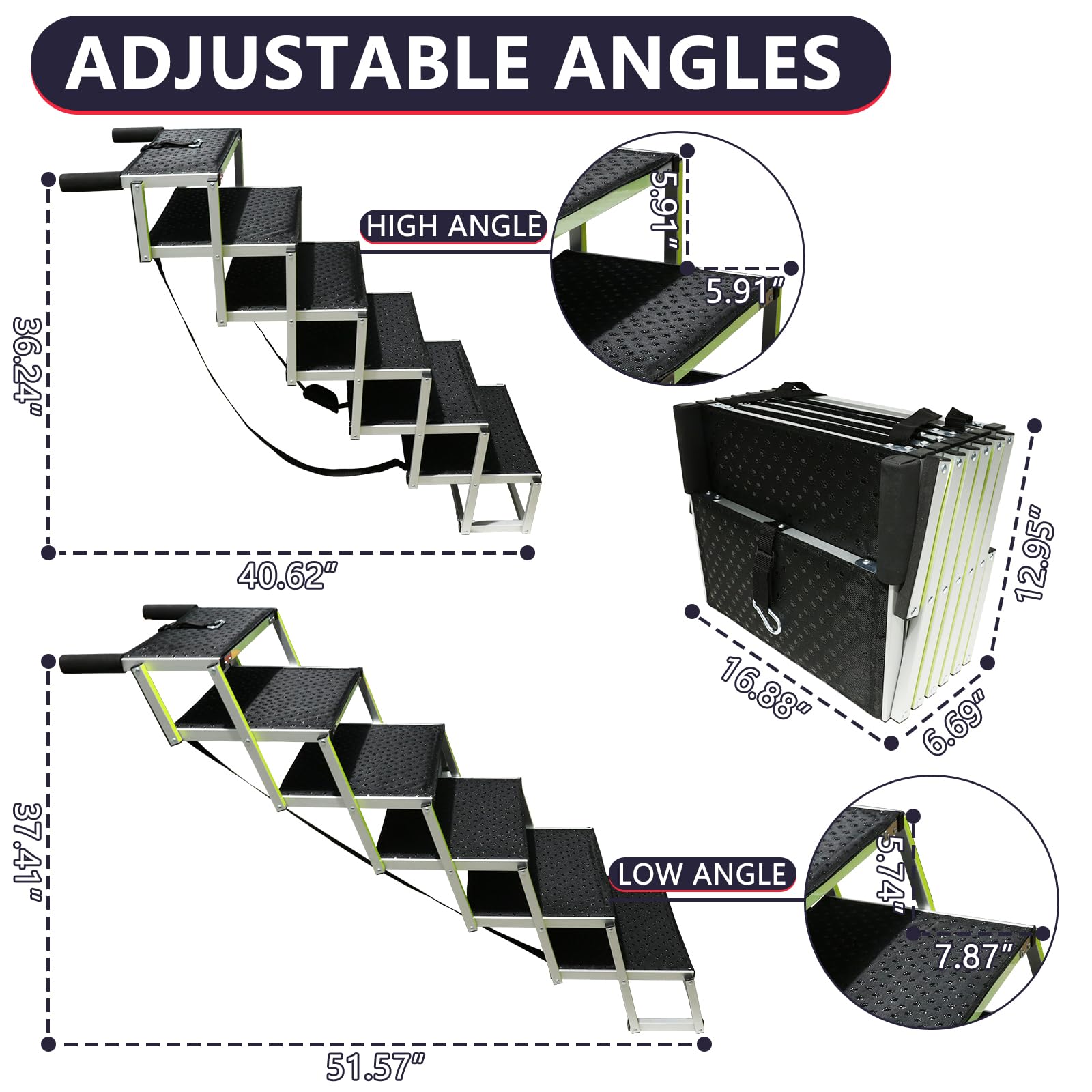 PENSUN escalera de aluminio robusta para perros, estructura estable.