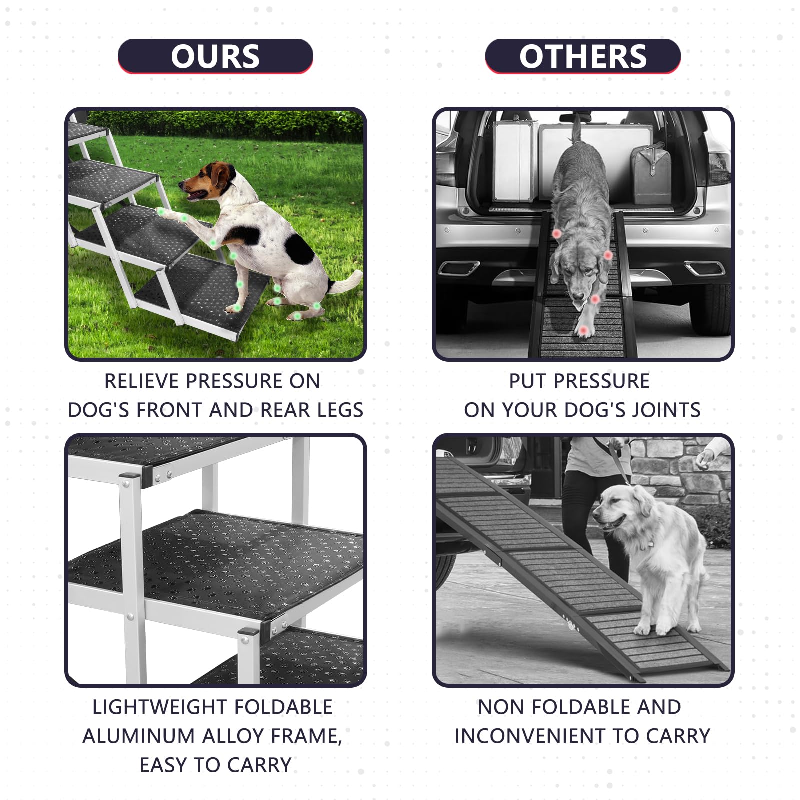 PENSUN escalones con capacidad de 250 libras para perros grandes.