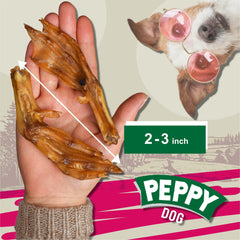 PEPPY DOG patitas de pato crujientes para masticar y limpiar dientes.