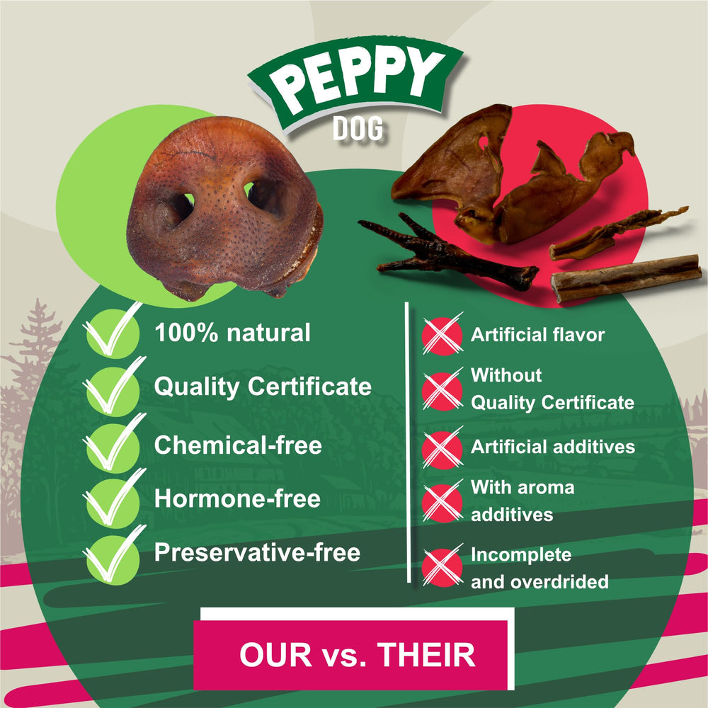 Hocicos de cerdo de Peppy Dog, alto contenido en proteína para energía