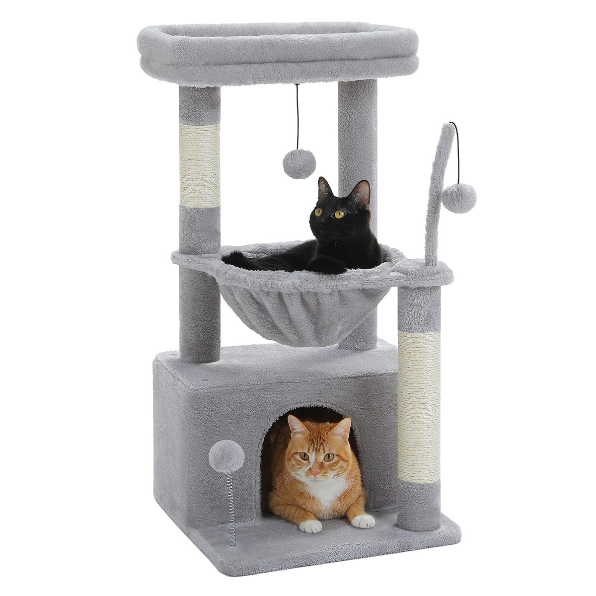 PEQULTI arbol-gato 4-en-1: percha superior para descansar y vigilar.
