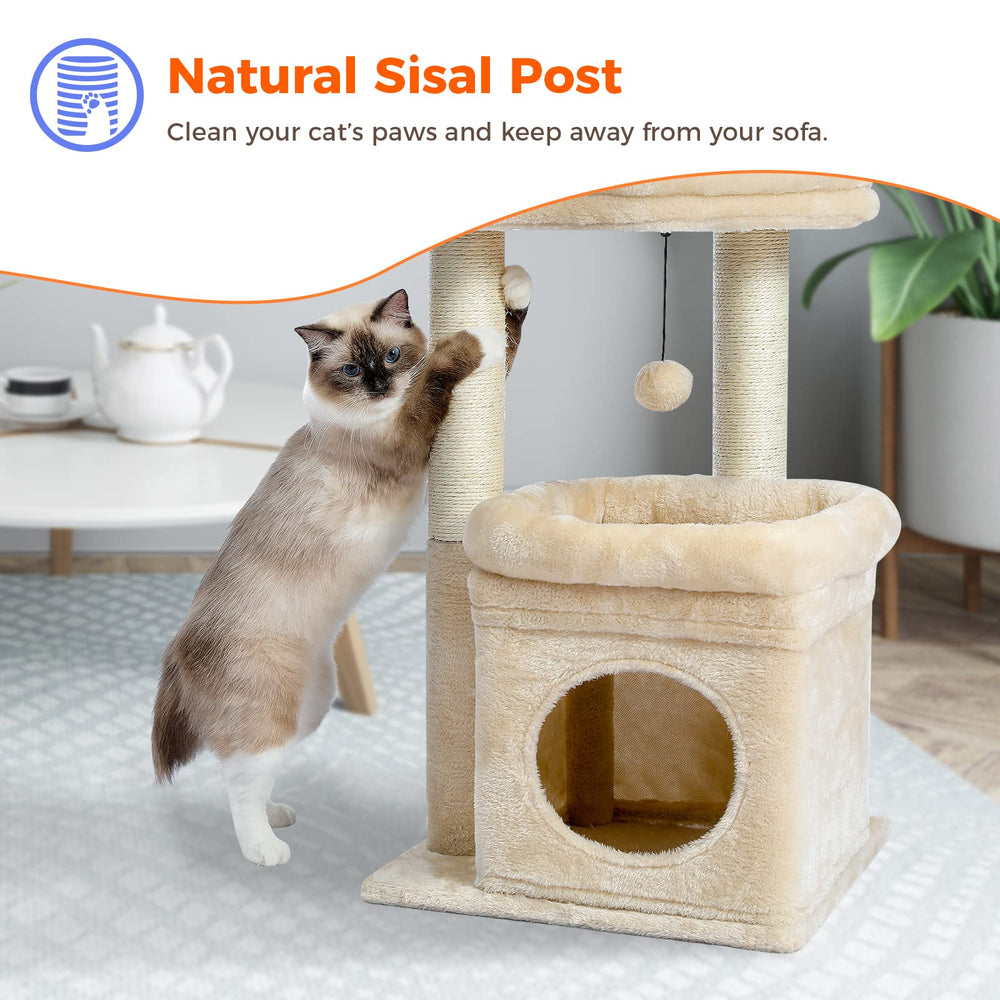 PEQULTI Cat Tree bola colgante suave para juego adicional.