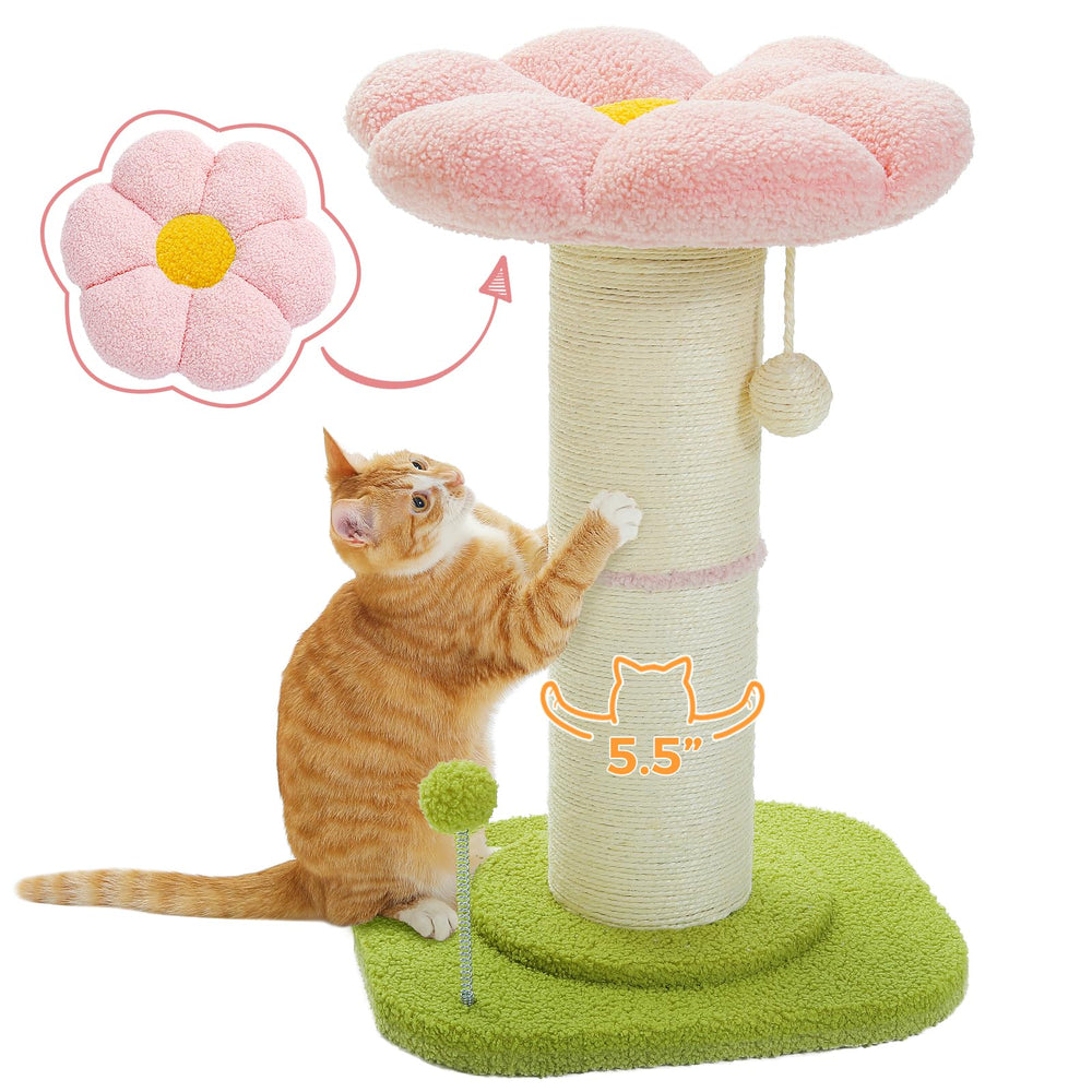 PEQULTI flor-gato: plataforma cómoda para descansar y rascar en interior.
