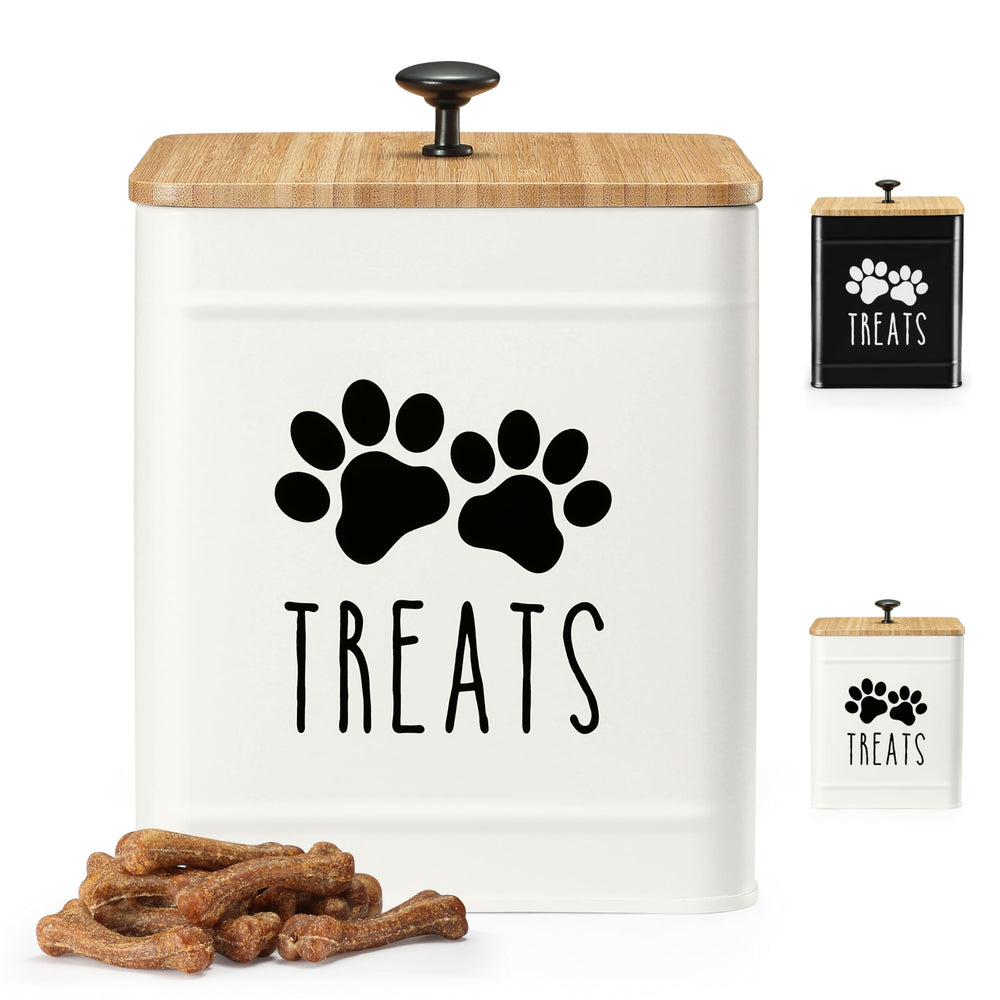 PERFNIQUE contenedor de golosinas para perros, vista frontal, práctico y apto para encimera.