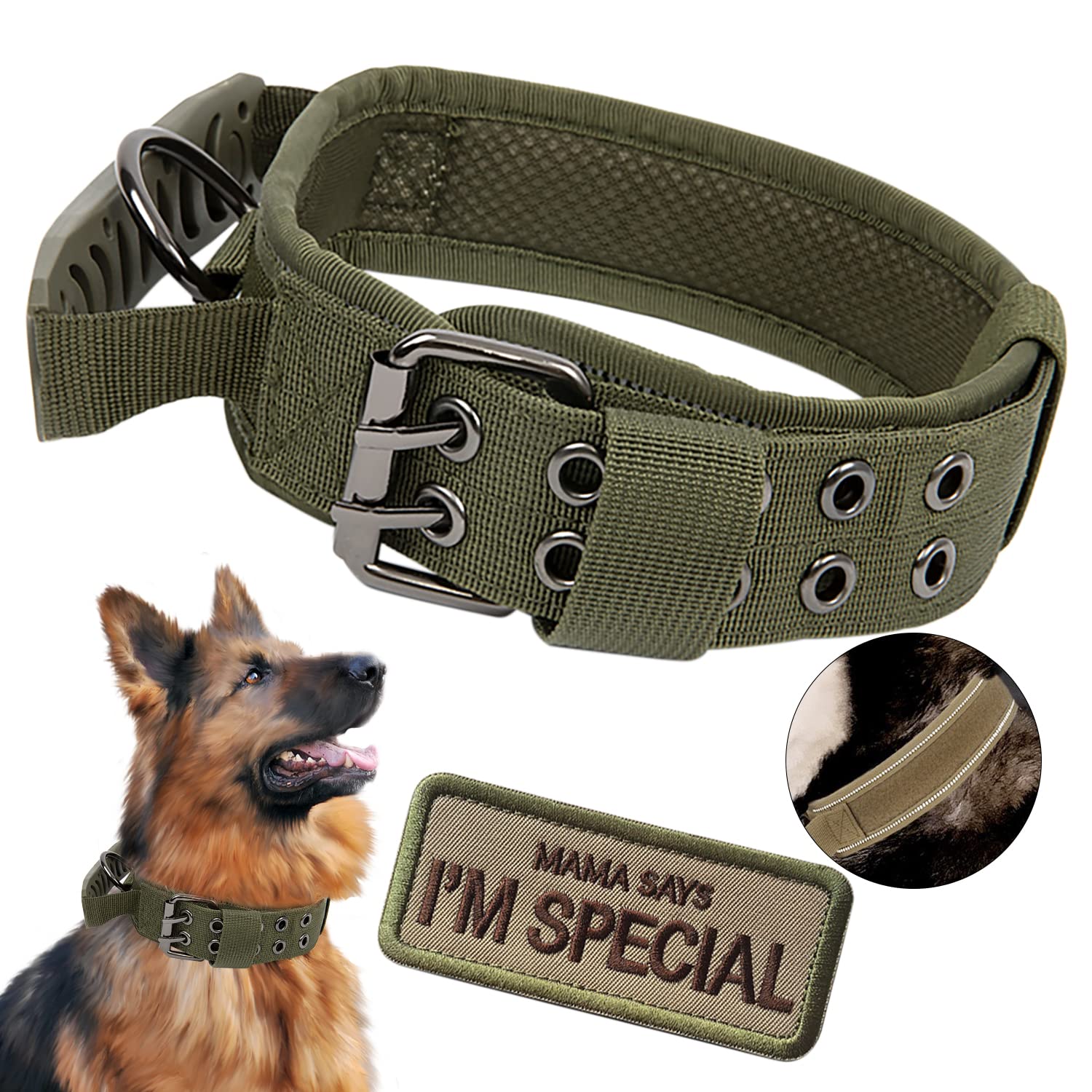 Periflowin collar tactico con asider verde para control seguro en paseos