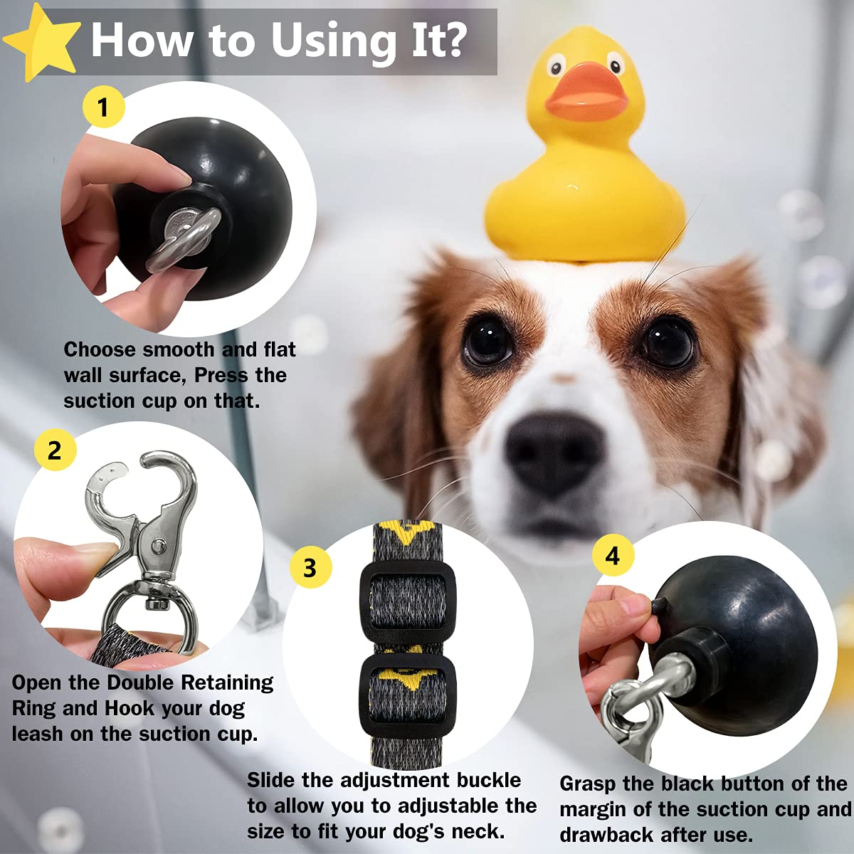 Periflowin lazo para ducha canina ofrece control estable.