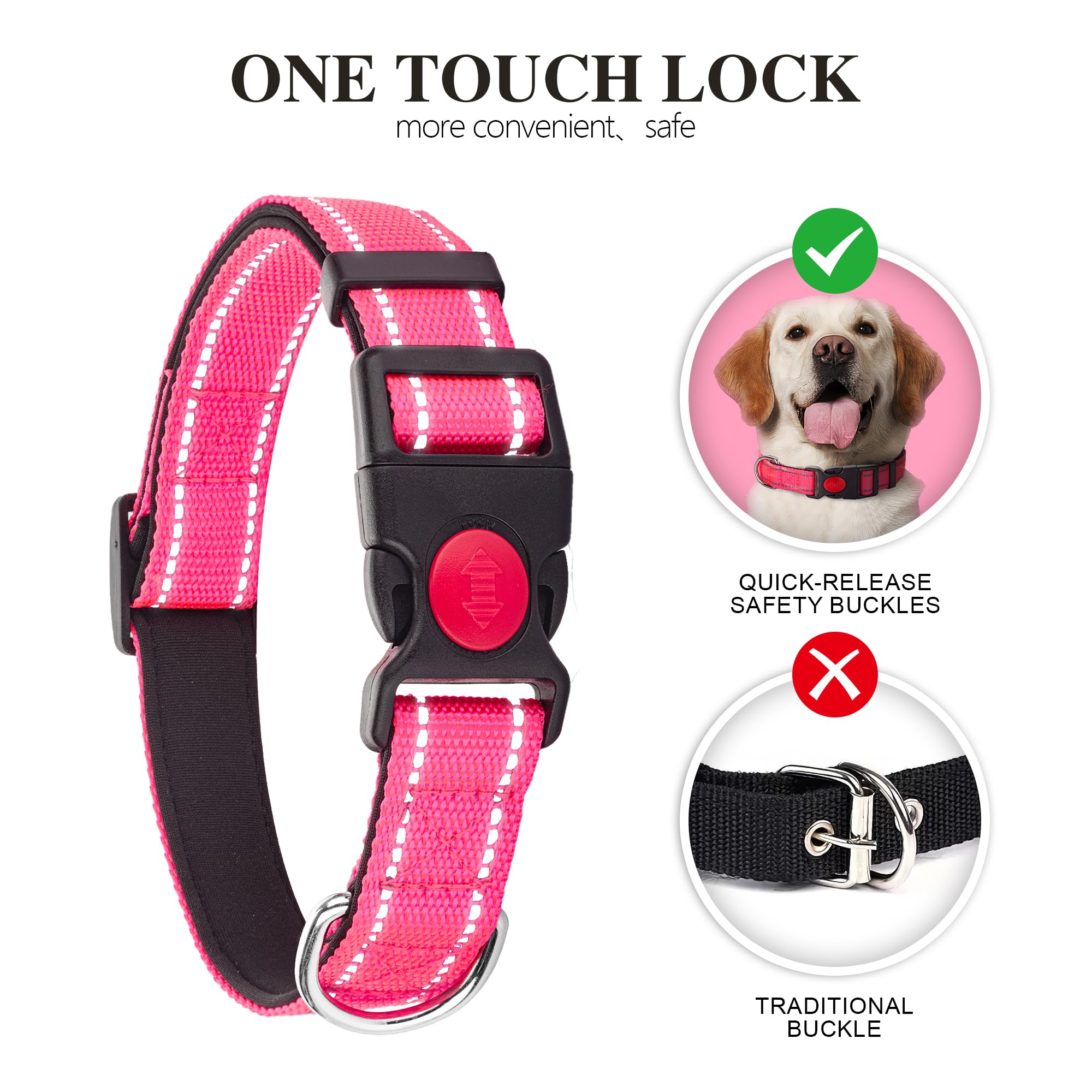 Perperqer collar reflectante con neopreno acolchado para mayor comodidad