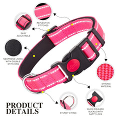 Perperqer collar reflectante rojo con cierre rápido para ajuste cómodo