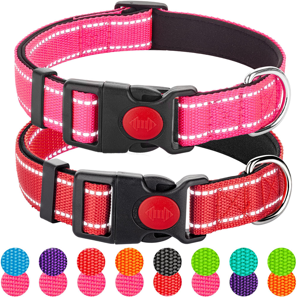 Perperqer collar reflectante rosa en nylon suave para paseos nocturnos seguros