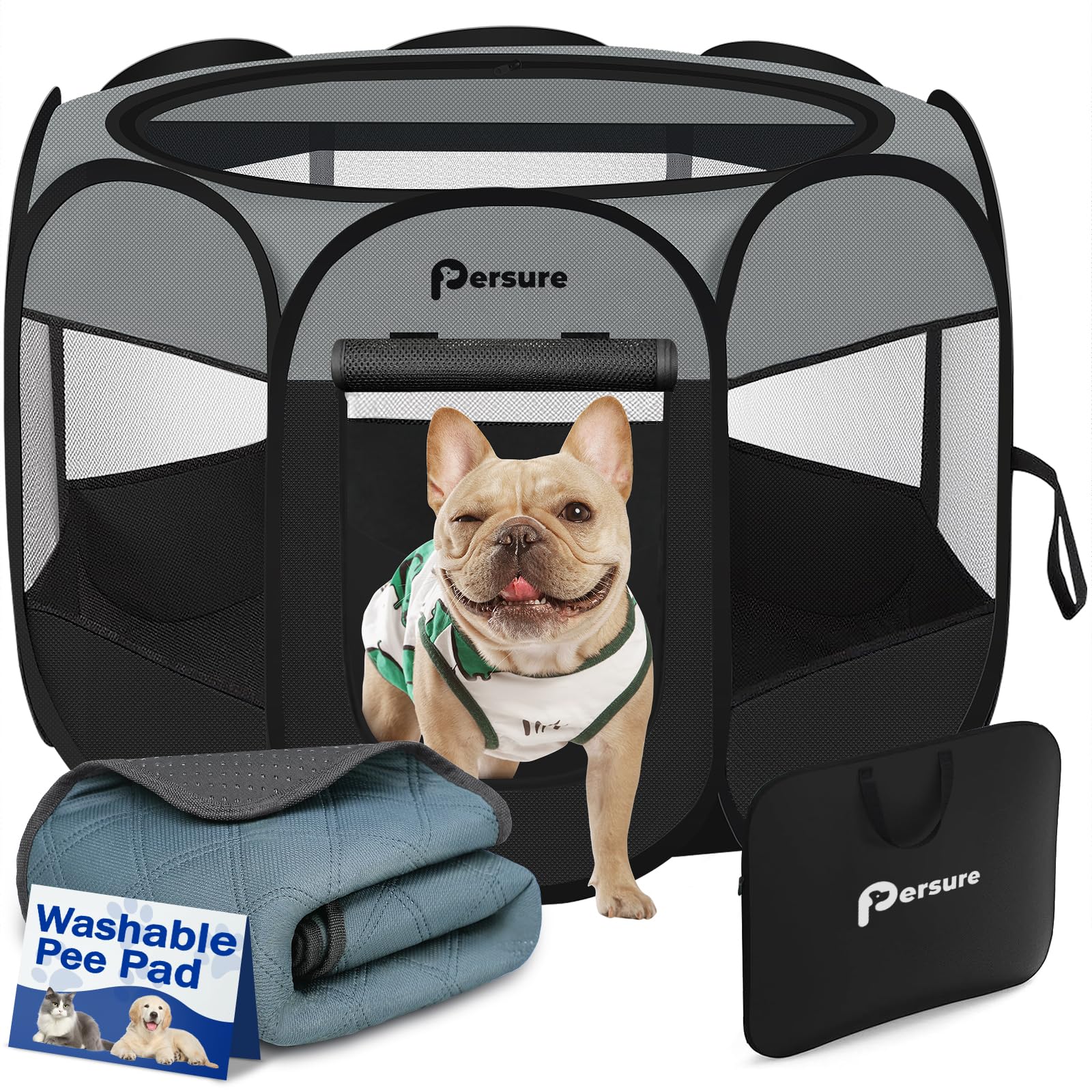 Persure jaula-de-juego interior-exterior, espacio seguro para perros y gatos.