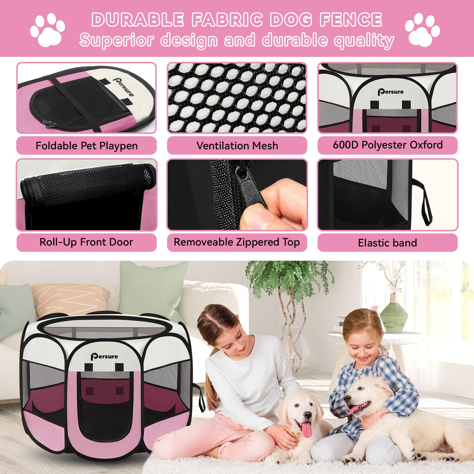 Persure Playpen montaje rápido sin herramientas para viajar con seguridad.