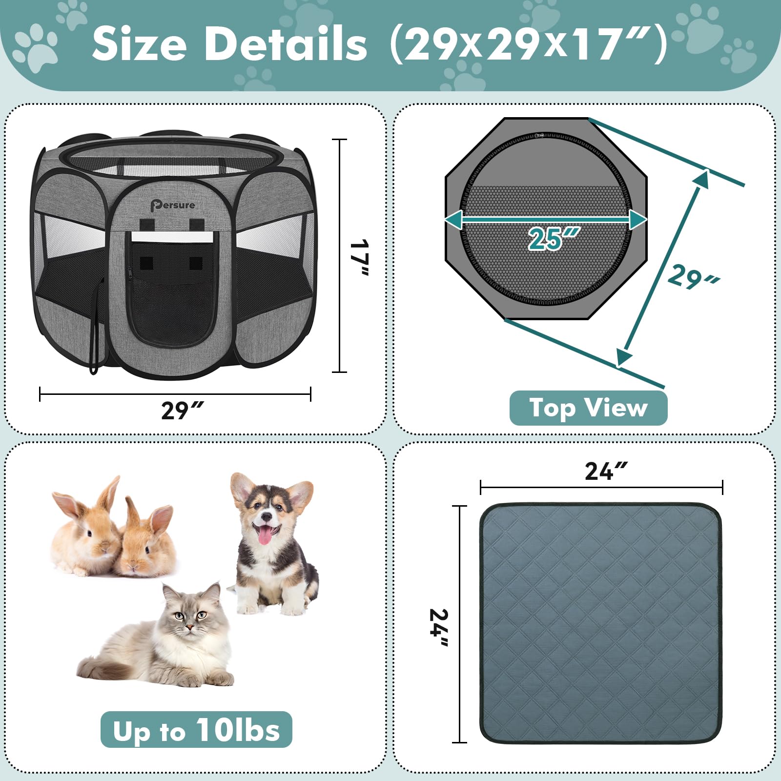 Persure Playpen: techo desmontable para sombra y ventilación.