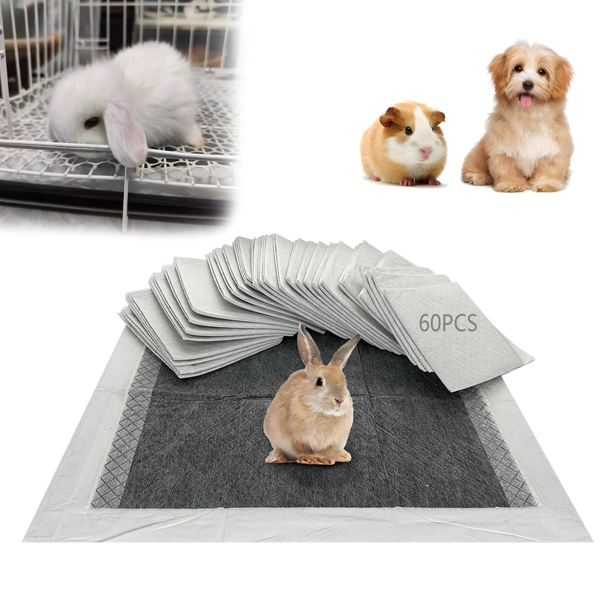 PeSandy almohadillas para orina de conejos, superficie absorbente que reduce olores.