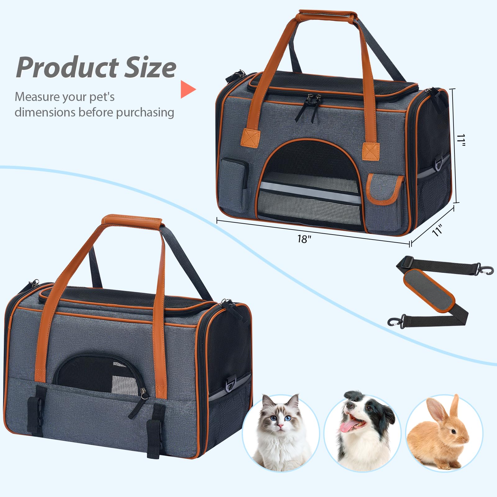 Pesen transportín gato interior con forro suave para comodidad.