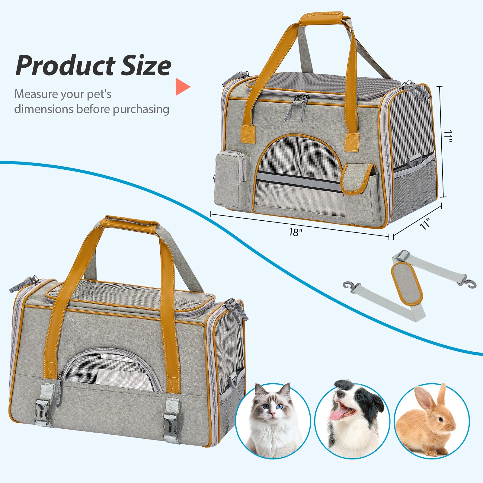 Pesen transportín para gatos con base de lana de cordero para mayor confort.