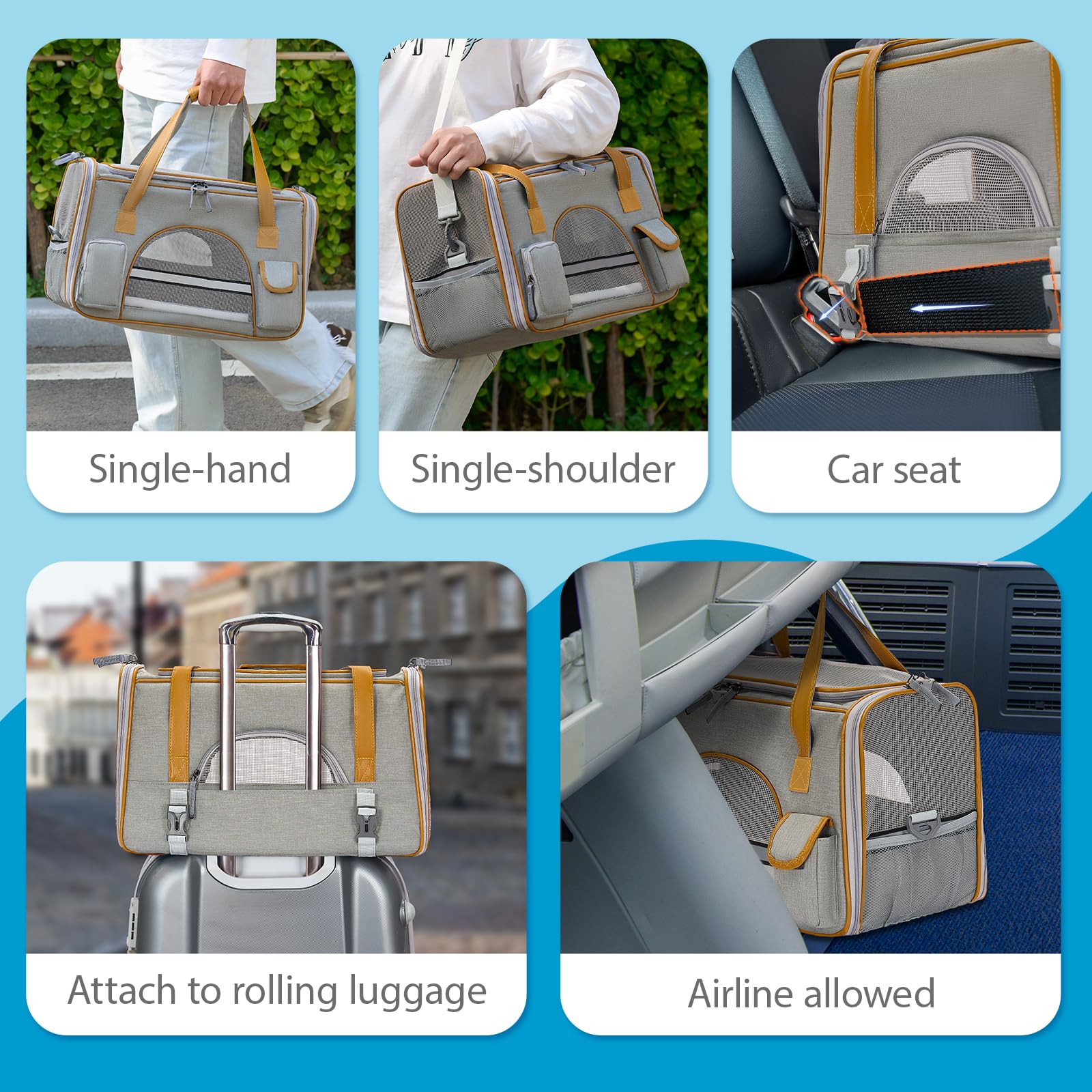 Pesen transportín para gatos con base lavable a máquina para limpieza fácil.