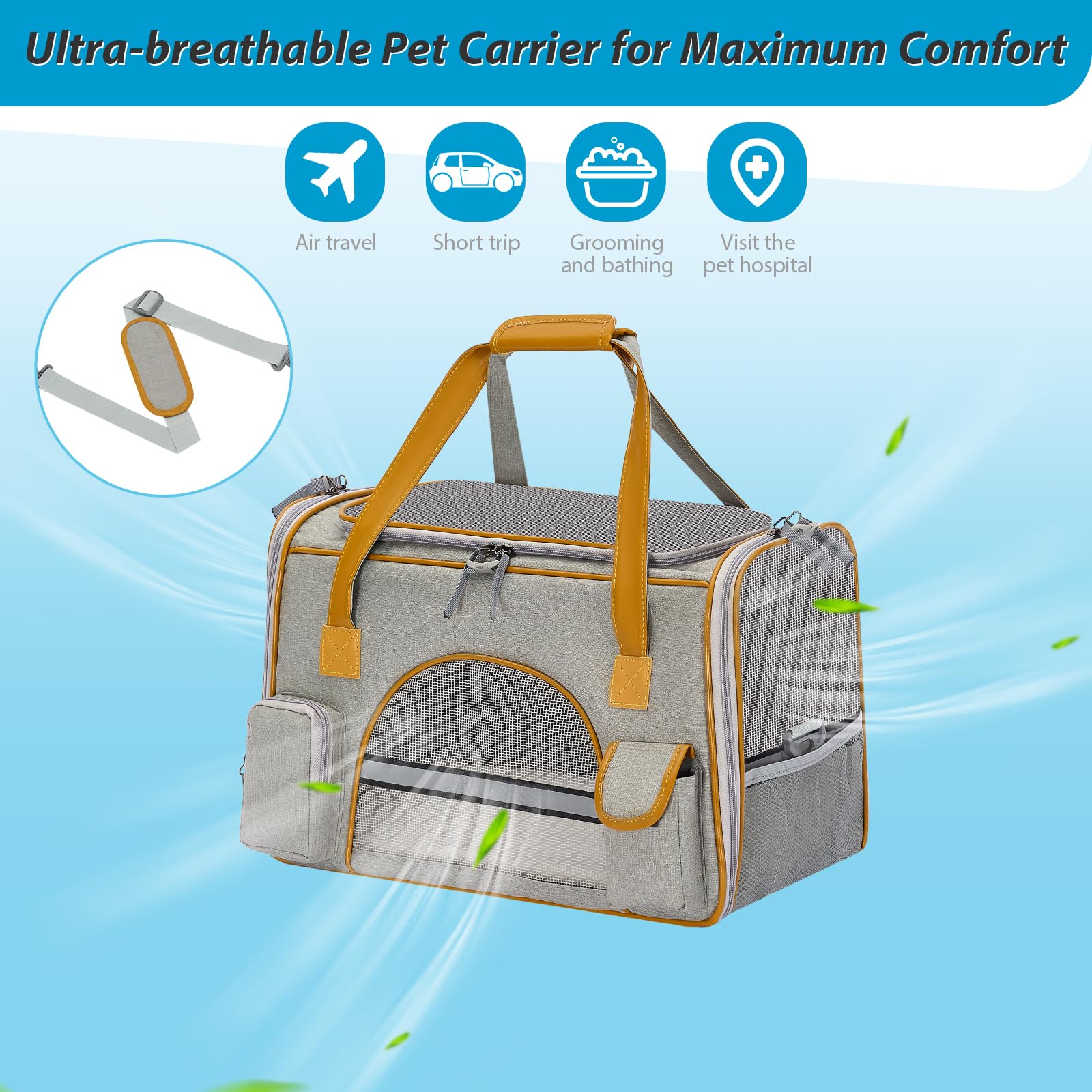 Pesen transportín para gatos con cierres de seguridad anti-escape para mayor tranquilidad.