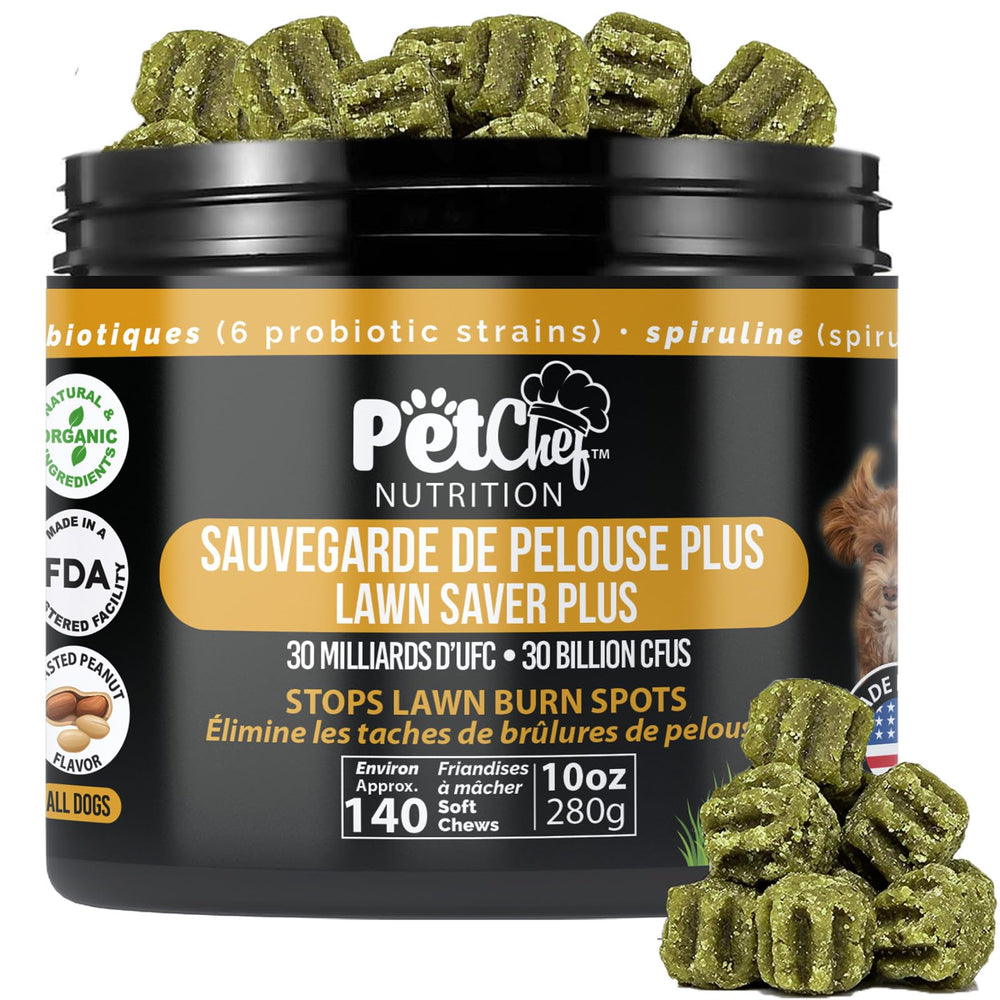 Pet Chef Nutrition botella de neutralizador de orina para césped.