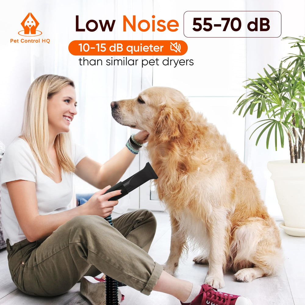 Pet Control HQ secador-perro-motor-silencioso, ambiente más tranquilo durante el cuidado.