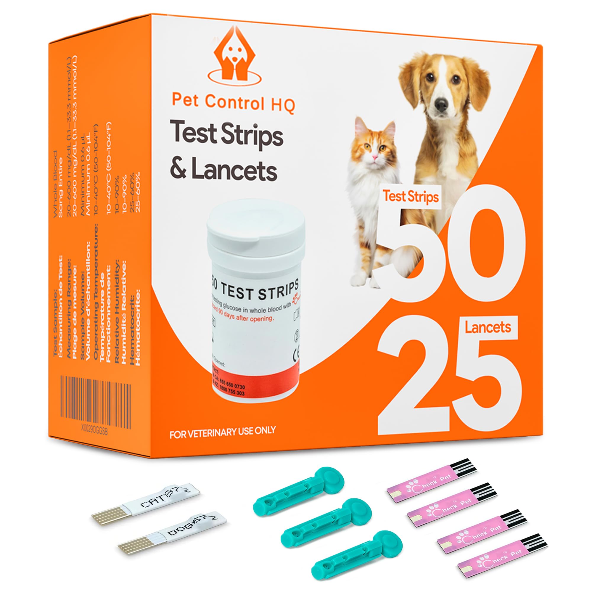 Pet Control HQ tiras de prueba de glucosa para mascotas en casa
