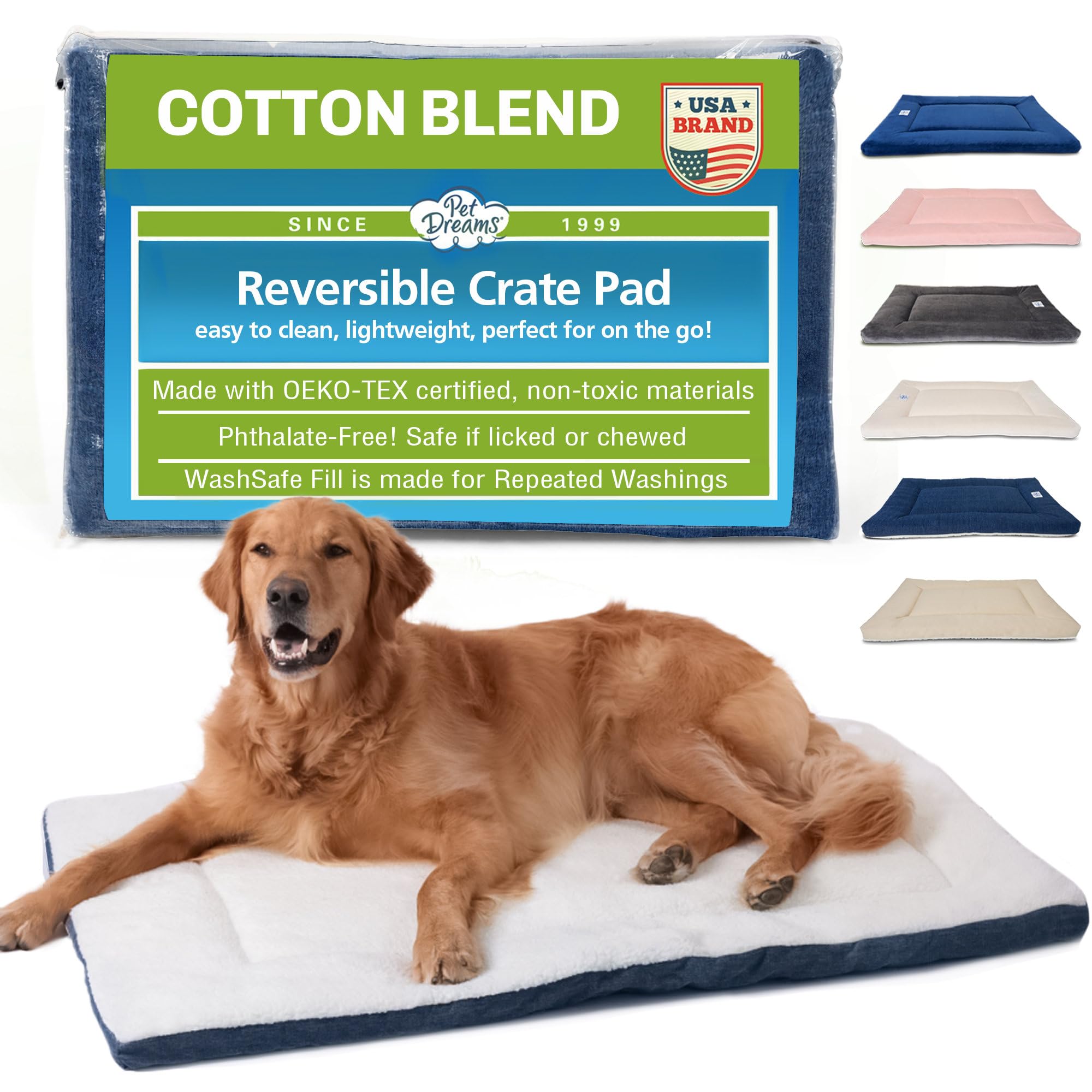 Pet Dreams, almohadilla-jaula-lavable, fácil de limpiar y segura para mascotas.