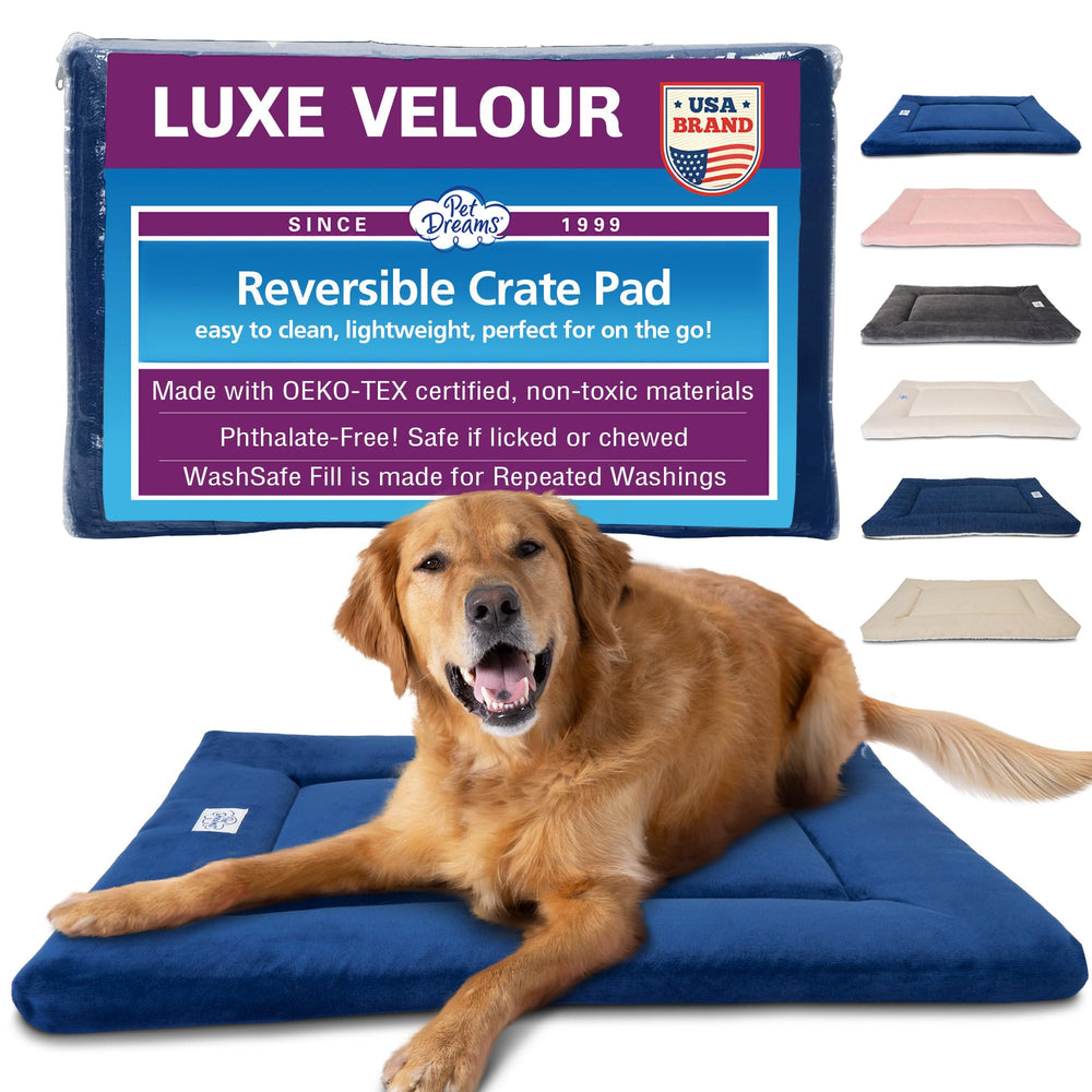 Pet Dreams: almohadilla para jaula de perro lavable en azul, comodidad diaria