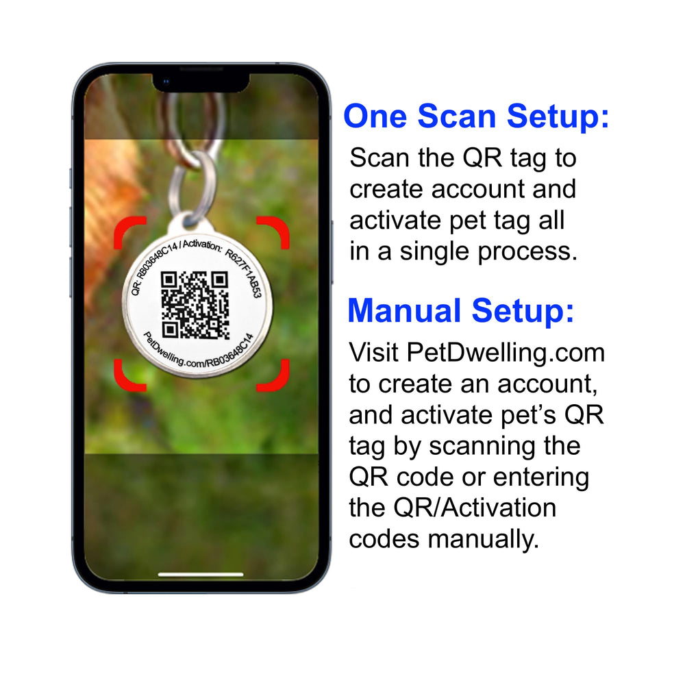 Etiqueta QR de Pet Dwelling resistente al agua para uso diario.