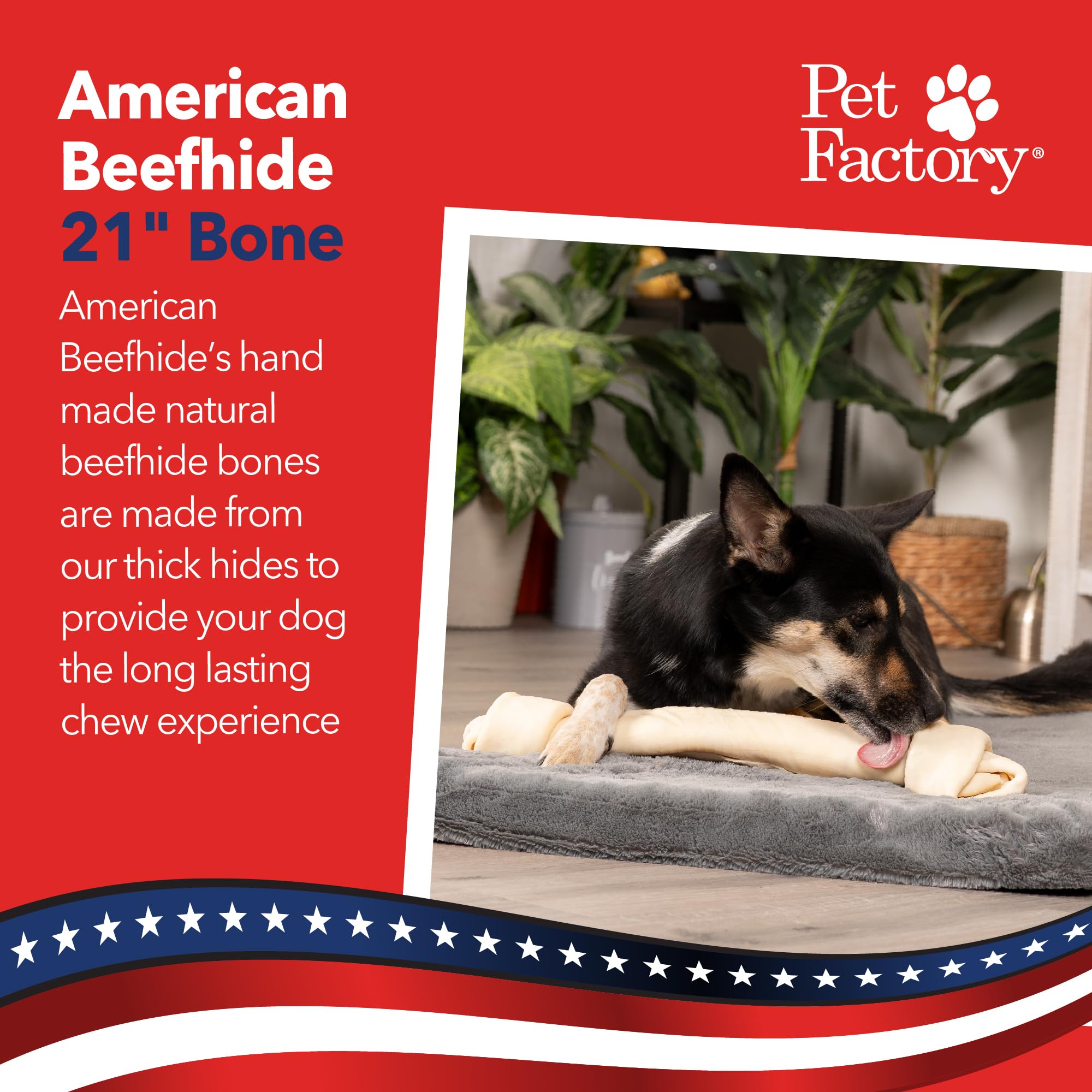 Pet Factory sabor natural hueso piel de res para perros grandes