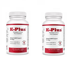 Pet Health Solutions K-Plus tabletas masticables sabor hígado de cerdo para salud urinaria.