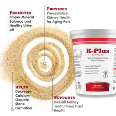 Pet Health Solutions K-Plus granulos en comida de mascota: sabor suave para mezclar.