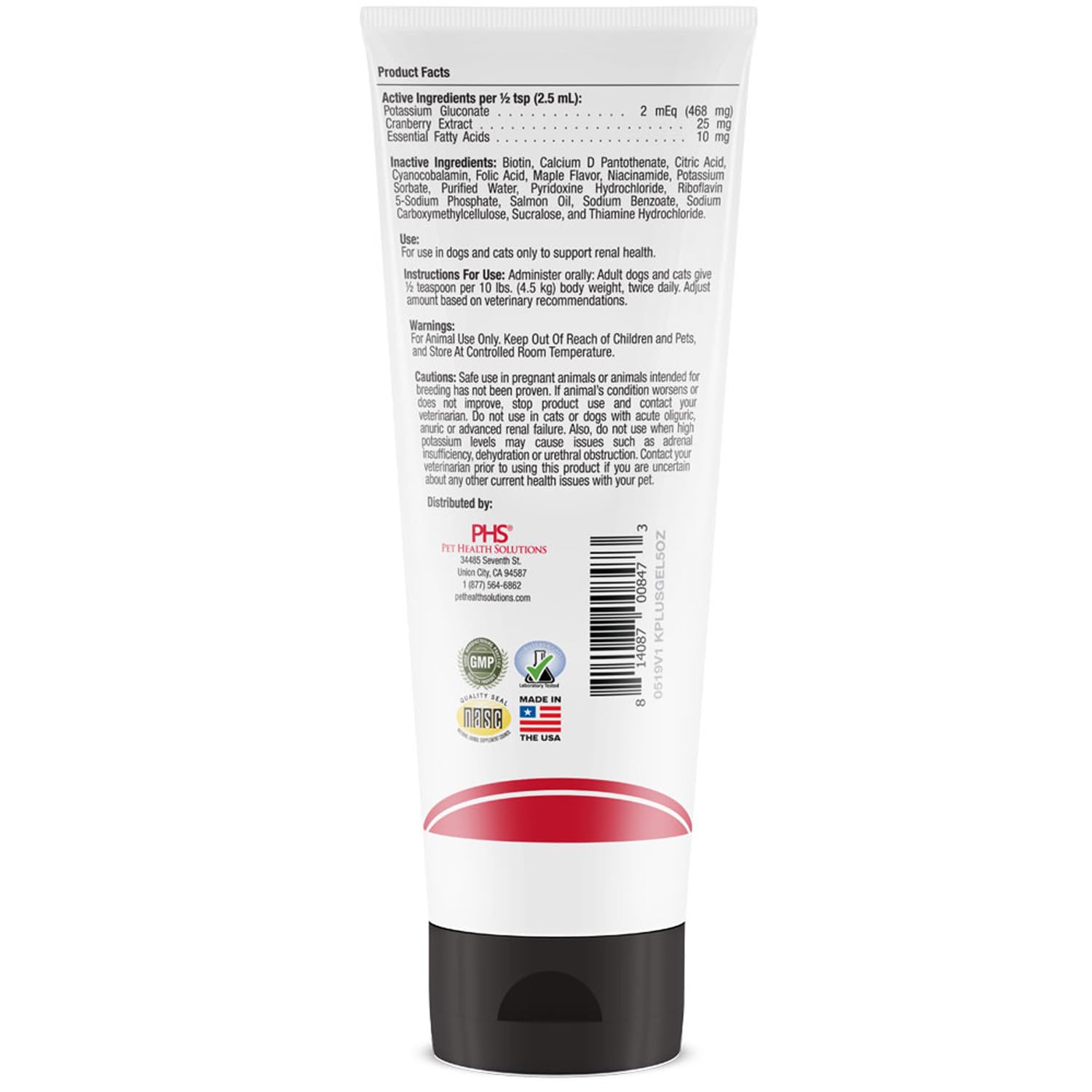 K-Plus Potasio gluconato Gel Renal, aprobación veterinaria destacada.