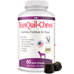 Pet Health Solutions TranQuil-Chews, bote vertido: podrían ayudar a calmar al perro.