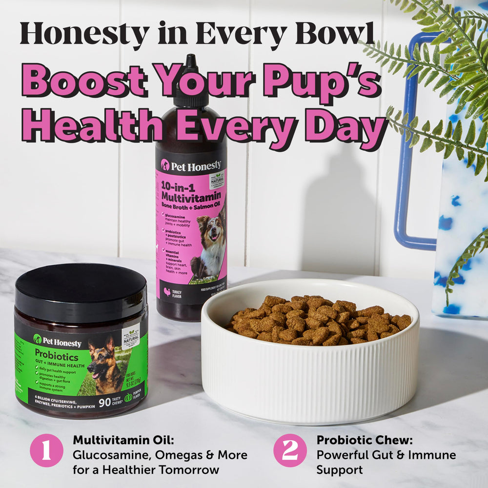 Pet Honesty aceite de salmón para piel y pelaje saludables.