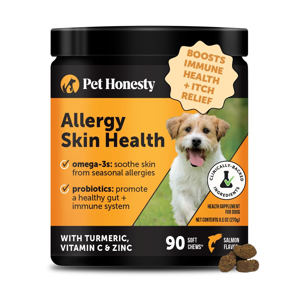 Pet Honesty Allergy Skin Health croquetas en envase, apoyo a la piel.