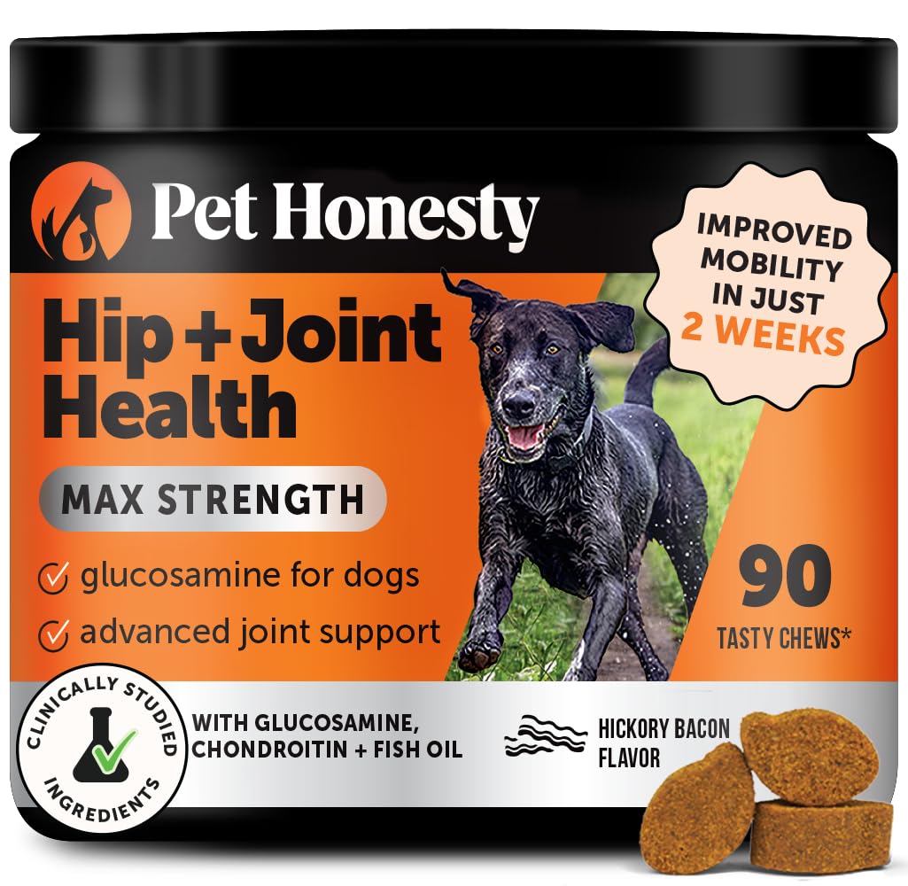 Pet Honesty masticables para articulaciones de cadera con sabor bacon, apoyo a la movilidad.
