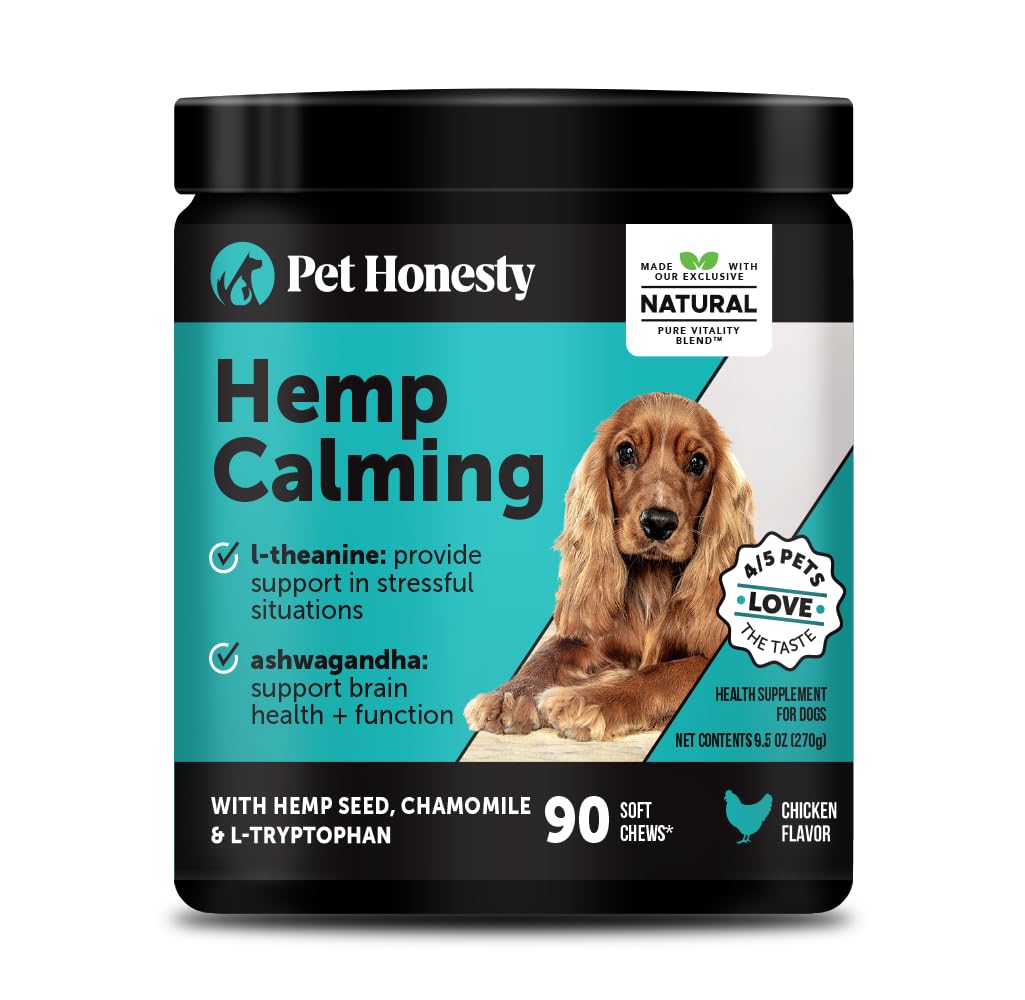 Pet Honesty Calming Chews: envase frontal para viaje más tranquilo