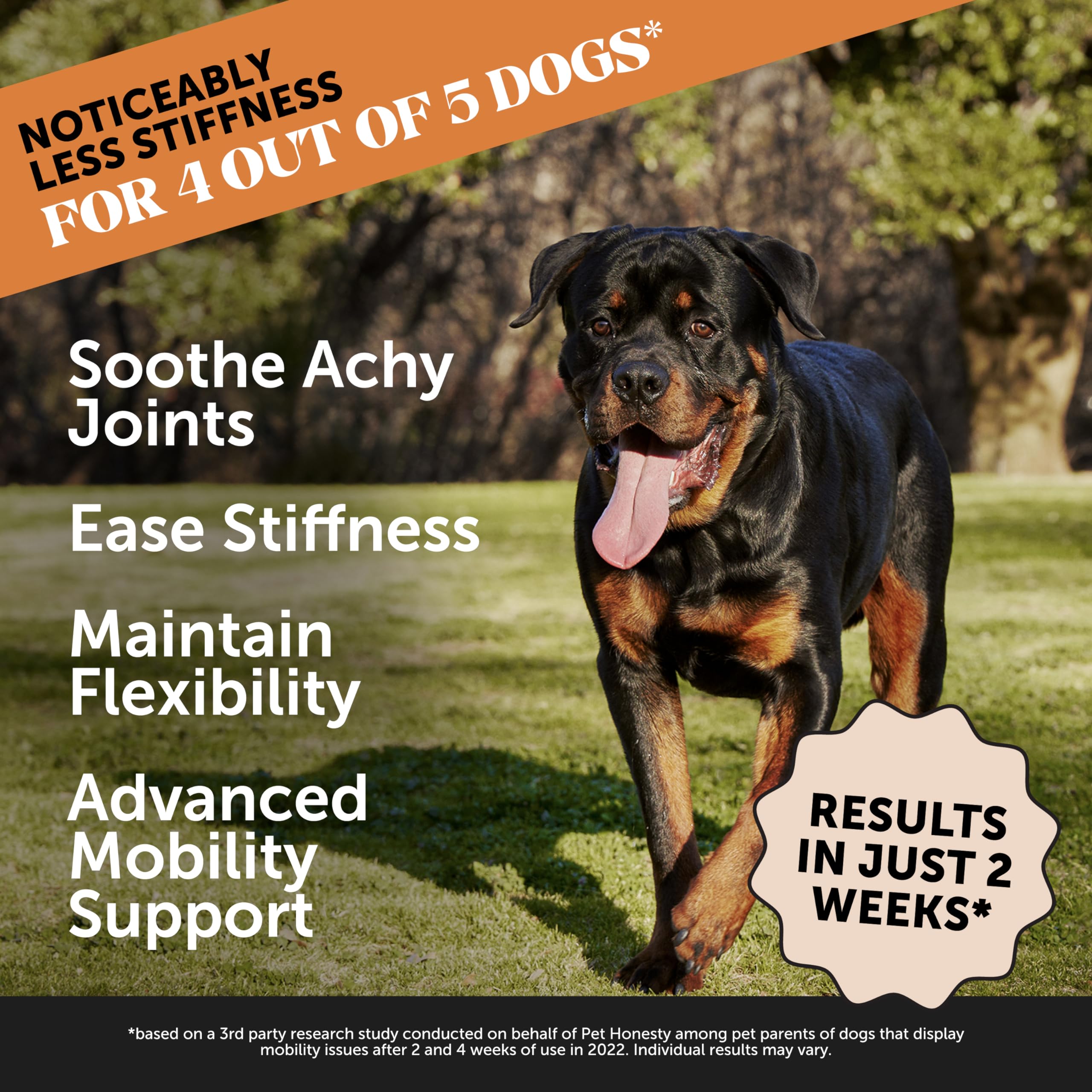 Pet Honesty glucosamina y omega-3 para articulaciones y salud articular.