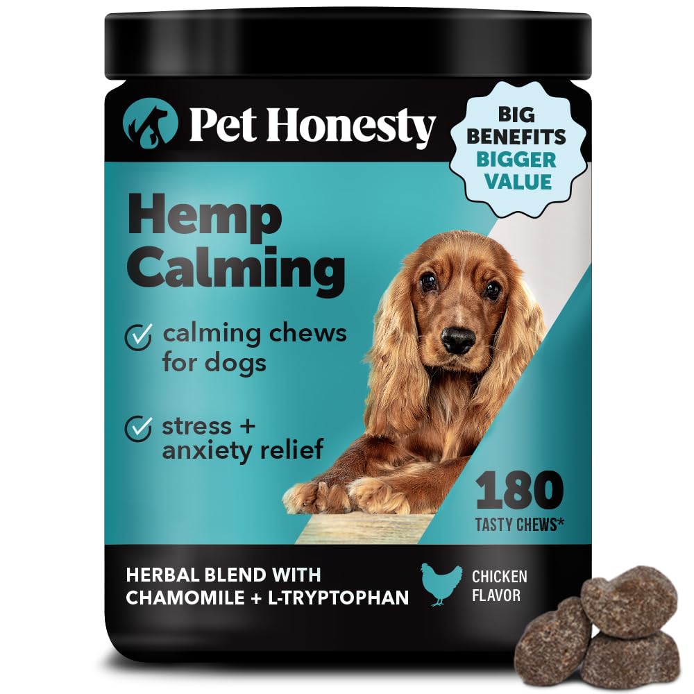 Pet Honesty masticables calmantes para perros en botella, promueven tranquilidad natural
