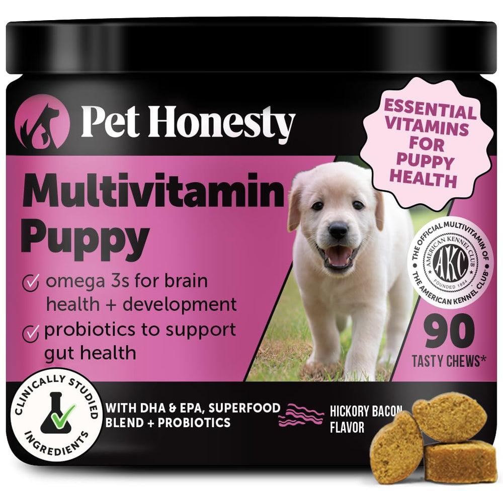 Pet Honesty multivitamin puppy treats, sabor Hickory Bacon, ideal para premiar durante el entrenamiento