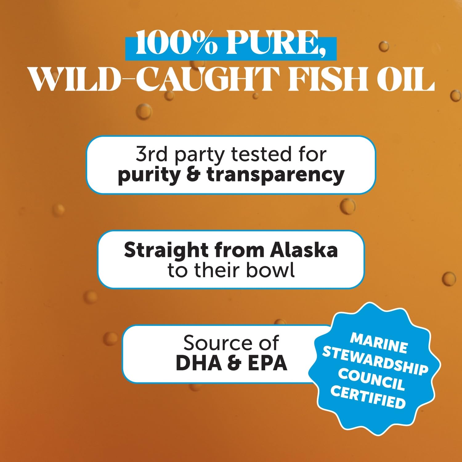Pet Honesty Omega 3: etiqueta clara que garantiza origen Alaska.