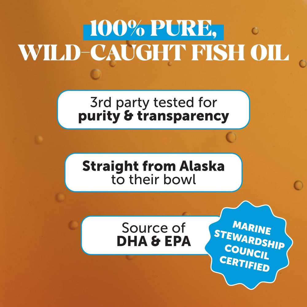 Pet Honesty Omega 3: etiqueta clara que garantiza origen Alaska.